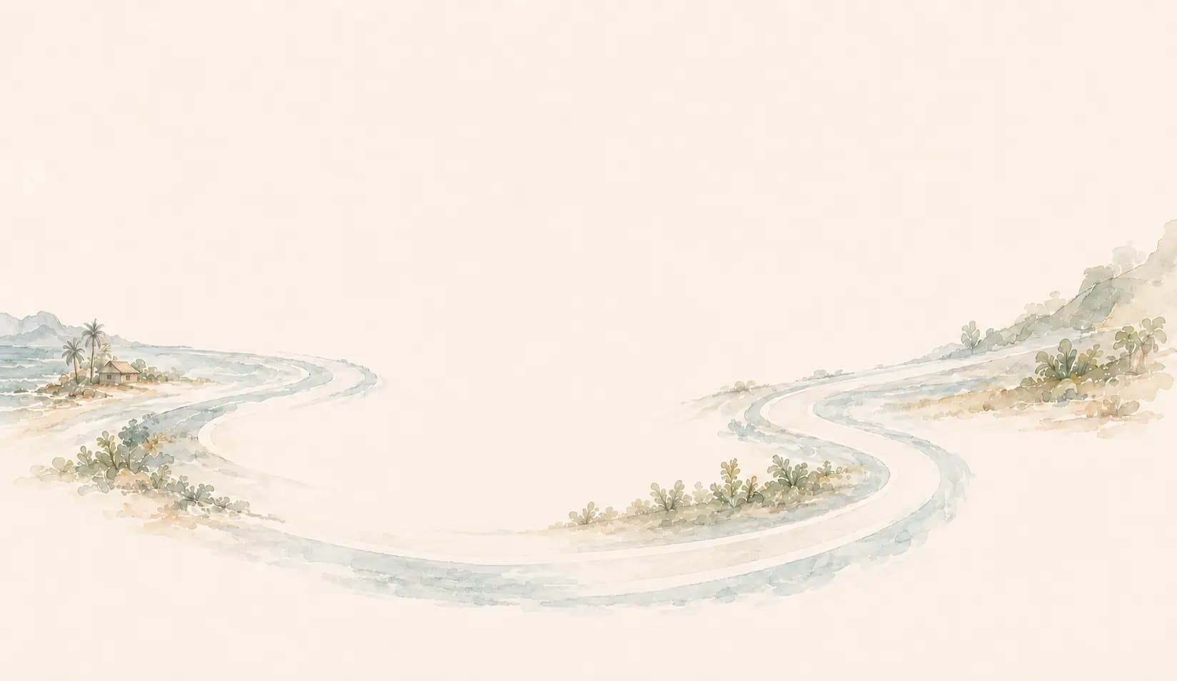 Watercolour — winding road from the coast