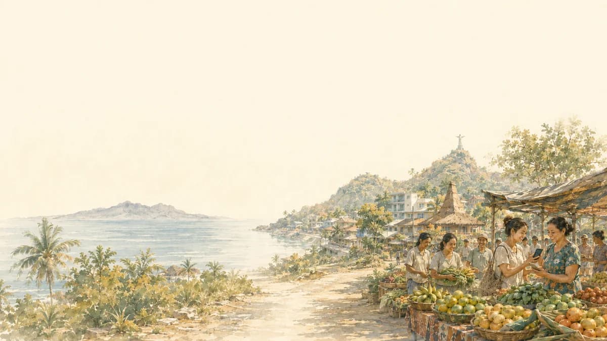 Watercolour village painting